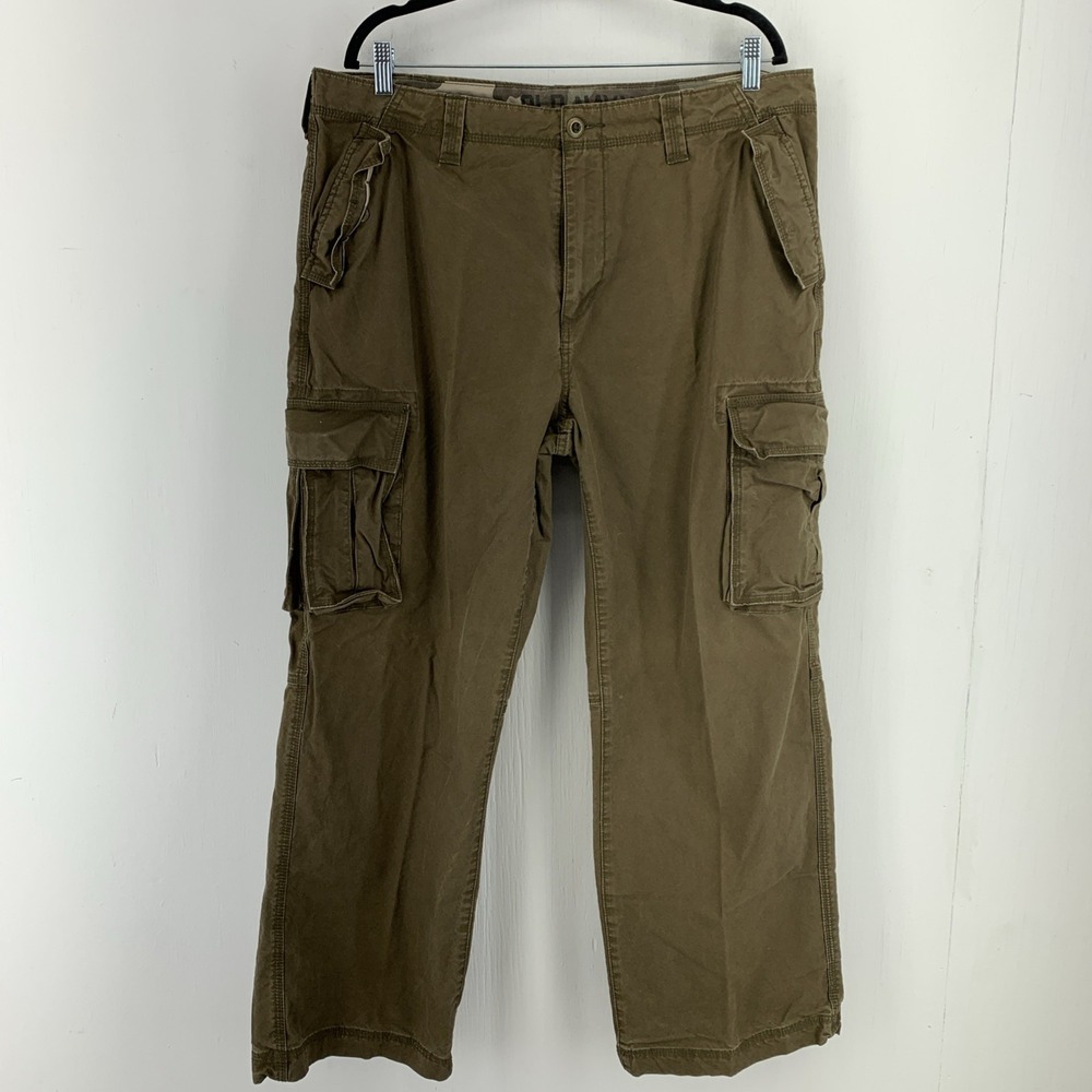 Y2K Old Navy Mens 38X30 Loose Cargo Pants Wide Leg Grunge Military Baggy Relaxed
